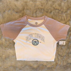 NWT Pacsun White and Mauve Raglan Graphic Tee